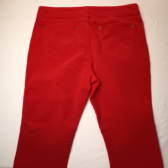 Dana Buchman Red Velvet Jeans Size 14 High Rise Straight Leg - Picture 3 of 9